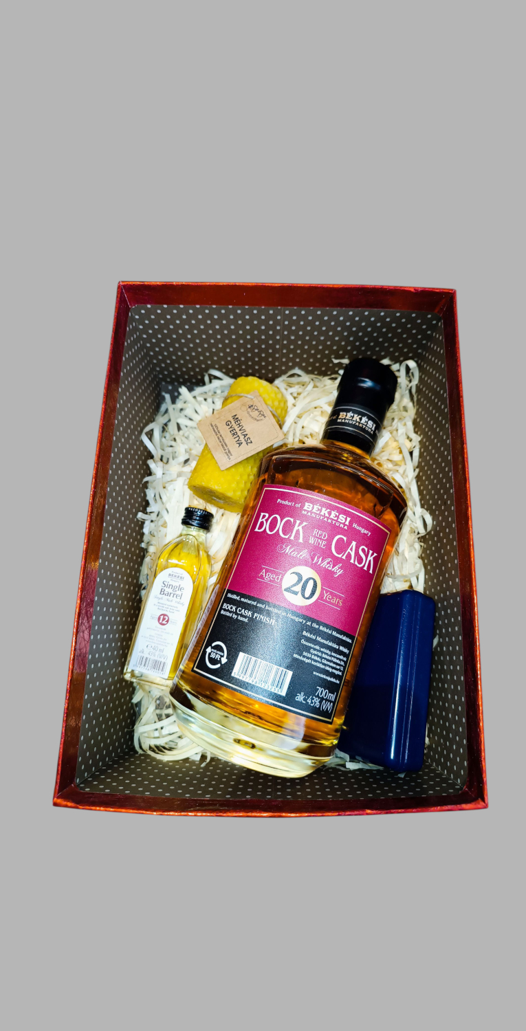 bordó - ajándékdoboz - Békési Man.Whisky 0,7 L (43%)